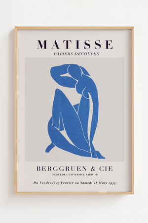 Matisse Blue Nude Wall Art Print, French Exhibition Poster Inspired Minimalist Line Drawing for Elegant Home Decor DIGITAL DOWNLOAD