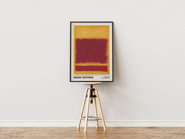 Mark Rothko No.296 plakat med røde og gyldne farvefelter i hans karakteristiske abstrakte stil.